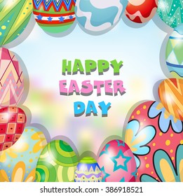 Border design with easter theme illustration