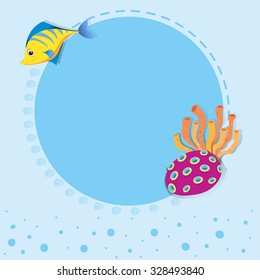 Border design with fish and coral reef illustration