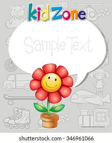 Border design with flower and toys illustration