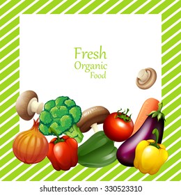Border design with fresh vegetables illustration