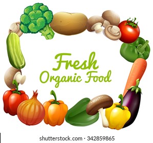 Border Design With Fresh Vegetables Illustration