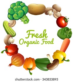 Border design with fresh vegetables illustration