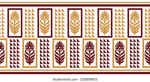 Border design with geometrical shapes on white background