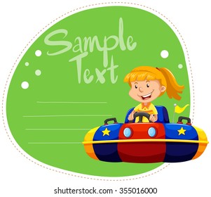 Diseño de la frontera con la niña en la ilustración de un coche de bombeo