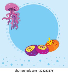 Diseño de borde con ilustración de pez gelatina