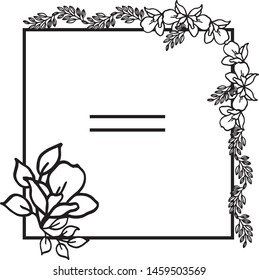 Border design of leaf flower frame for template. Vector