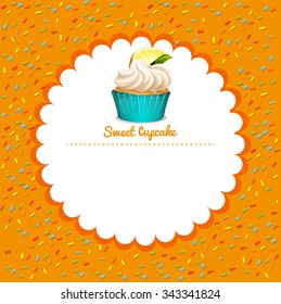 Border design with lemon cupcake illustration