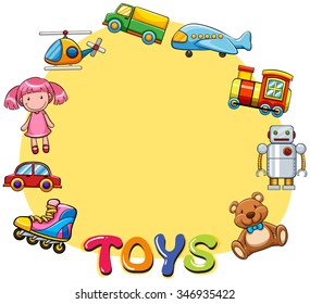 Border design with lots of toys illustration