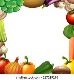 Border design with mixed vegetables illustration