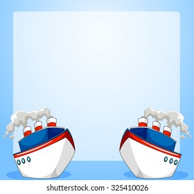 Border design with ocean liners illustration