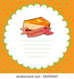 Border design with orange cheesecake illustration