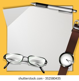 Border design with paper and stationaries illustration