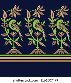 Border design with parrot bird on navy