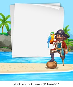 Diseño de la frontera con piratas en la ilustración de la playa