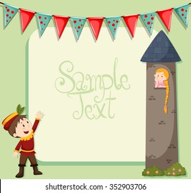 Border design with prince and princess illustration