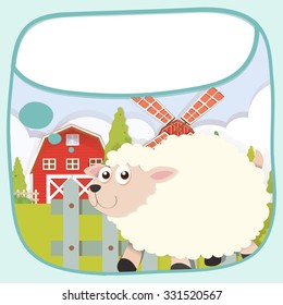 Diseño de la frontera con ovejas en la ilustración de la granja