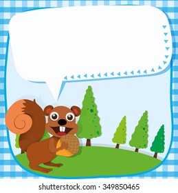 Border design squirrel and acorn illustration