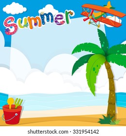 Border design with summer on the beach illustration
