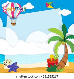 Border design with summer theme illustration