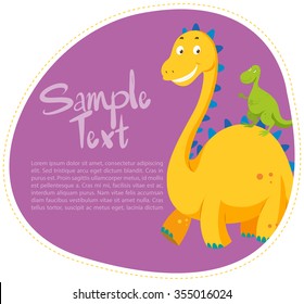 Border design with two dinosaurs illustration