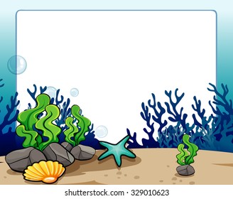 Border design with underwater scene illustration