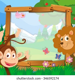 Grenzgestaltung mit wilden Tieren, Illustration