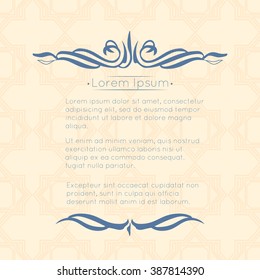 Border designs for greeting cards. Template design for invitation, labels, poem writing. Vintage concept.