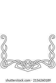 Border, divider or frame for text in Celtic style - vector linear ornament. Divider, frame for a coloring book in the form of a Celtic ornament. Outline