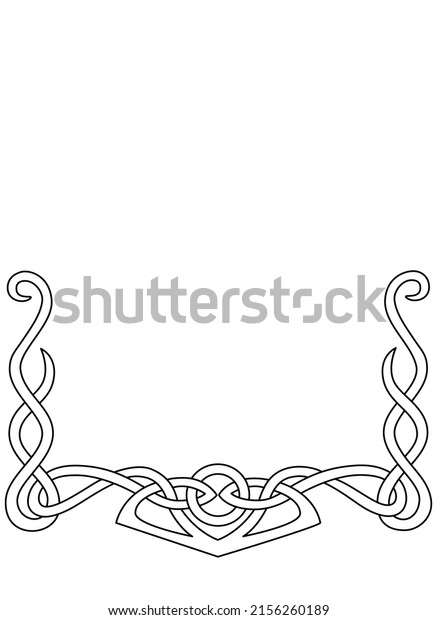 Border, divider or frame for text in\
Celtic style - vector linear ornament. Divider, frame for a\
coloring book in the form of a Celtic ornament.\
Outline