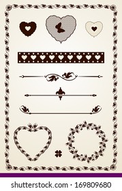 Border, dividers and decorations with leaves