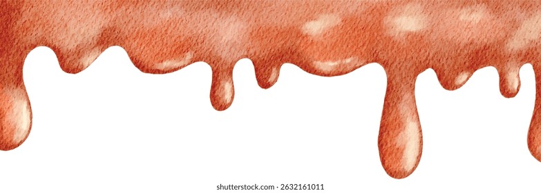 borda com gotejamento de chocolate caramelo aquarela ilustração para banner isolado no fundo branco