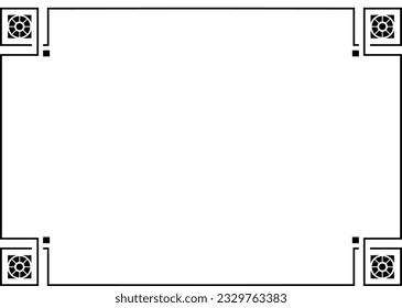 Border effective frame line design ,Decorative frames and borders, on white background with copy space for add text message. Thai pattern
