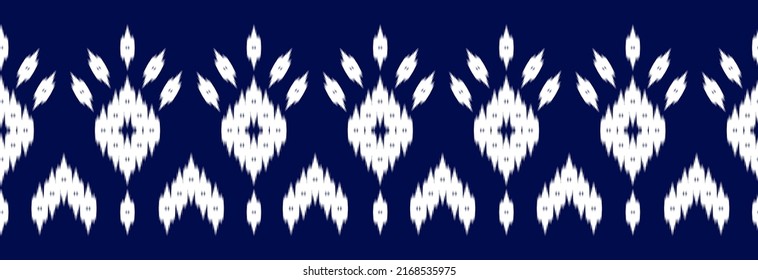 Border ethnic ikat pattern art. Fabric Indian style. Aztec geometric ornament print. Design for background, illustration, fabric, clothing, textile, print, batik, embroidery.