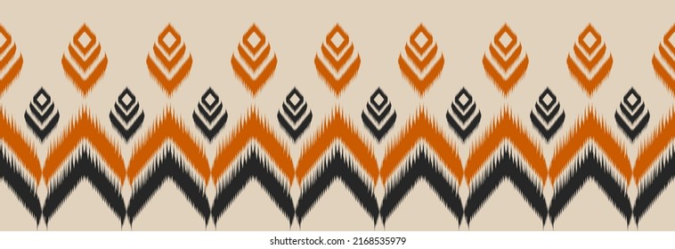 Border ethnic ikat pattern art. folk embroidery, and Mexican style. Aztec geometric ornament print. Design for background, illustration, fabric, clothing, textile, print, batik.