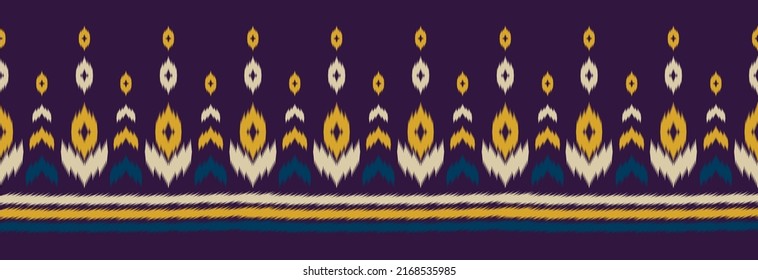 Border ethnic ikat pattern art. Fabric Indian style. Aztec geometric ornament print. Design for background, illustration, fabric, clothing, textile, print, batik, embroidery.