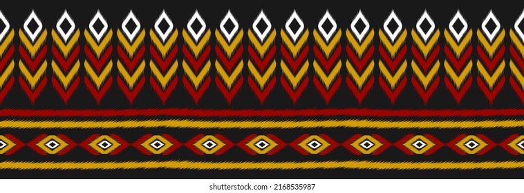 Border ethnic ikat pattern art. folk embroidery, and Mexican style. Aztec geometric ornament print. Design for background, illustration, fabric, clothing, textile, print, batik.