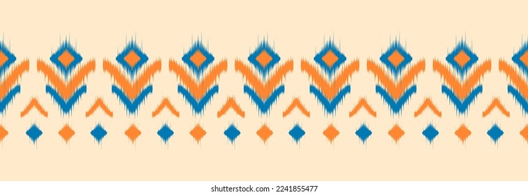 Border ethnic ikat pattern art. folk embroidery, and Mexican style. Aztec geometric ornament print. Design for background, illustration, fabric, clothing, textile, print, batik.