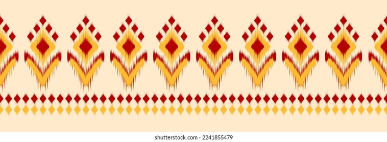 Borde tradicional fronterizo de ikat, arte folclórico y estilo mexicano. Impresión de ornamento geométrico azteca. Diseño para fondo, ilustración, tela, ropa, textil, impresión, batik.