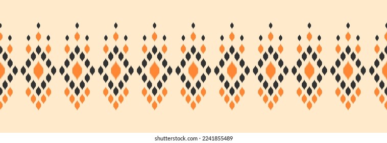 Border ethnic ikat pattern art. folk embroidery, and Mexican style. Aztec geometric ornament print. Design for background, illustration, fabric, clothing, textile, print, batik.