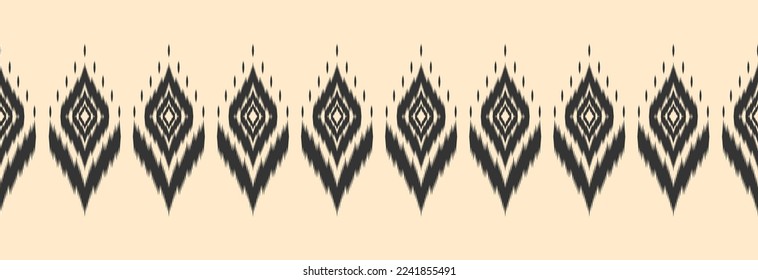 Borde tradicional fronterizo de ikat, arte folclórico y estilo mexicano. Impresión de ornamento geométrico azteca. Diseño para fondo, ilustración, tela, ropa, textil, impresión, batik.