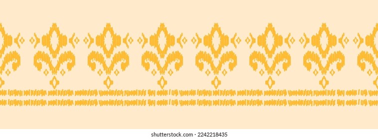 Border ethnic ikat pattern art. folk embroidery, and Mexican style. Aztec geometric ornament print. Design for background, illustration, fabric, clothing, textile, print, batik.