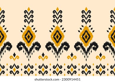 Border Ethic Ikat Musterkunst. Volkstickerei und mexikanischer Stil. Aztekischer geometrischer Zierdruck. Design für Hintergrund, Illustration, Stoff, Kleidung, Textilien, Druck, Batik.