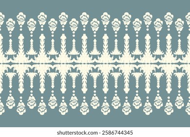 Border ethnic ikat pattern art. folk embroidery, and Mexican style. Aztec geometric ornament print. Design for background, illustration, fabric, clothing, textile, print, batik.