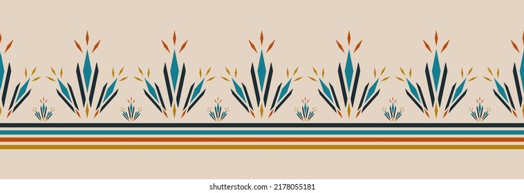 Border ethnic tribal pattern art. folk embroidery, and Mexican style. Aztec geometric ornament print. Design for background, illustration, fabric, clothing, textile, print, batik.