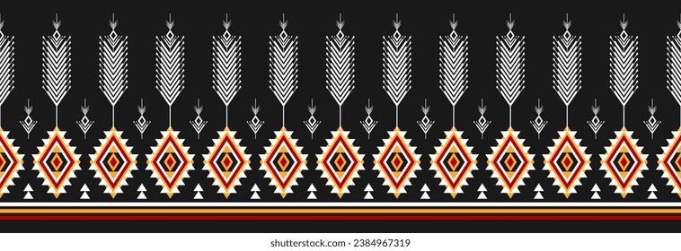 Patrón fronterizo étnico tribal arte. bordado popular, y estilo mexicano. Impresión de ornamento geométrico azteca. Diseño para fondo, ilustración, tela, ropa, textil, impresión, batik.