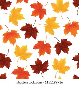 Border of fallen autumn leaves seamless pattern texture 