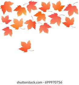 Border from falling maple leaves. Autumn decoration.