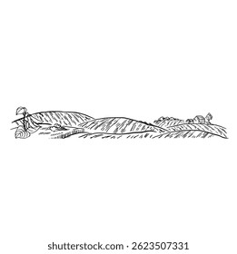 border farm land black and white illustration hand drawn vector