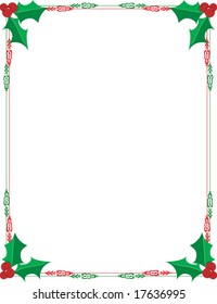 A border featuring holly sprigs in the corners