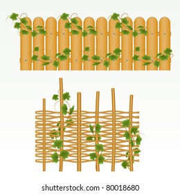 Border with  fence and grass green. (can be repeated and scaled in any size)